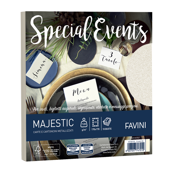 Busta Special Events - 170 x 170 mm - 120 gr - crema - Favini - conf. 10 buste Busta Special Events - 170 x 170 mm - 120 gr - crema - Favini - conf. 10 buste