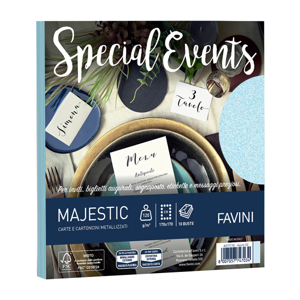 Busta Special Events - 170 x 170 mm - 120 gr - azzurro - Favini - conf. 10 buste Busta Special Events - 170 x 170 mm - 120 gr - azzurro - Favini - conf. 10 buste