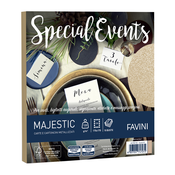 Busta Special Events - 170 x 170 mm - 120 gr - sabbia - Favini - conf. 10 buste Busta Special Events - 170 x 170 mm - 120 gr - sabbia - Favini - conf. 10 buste