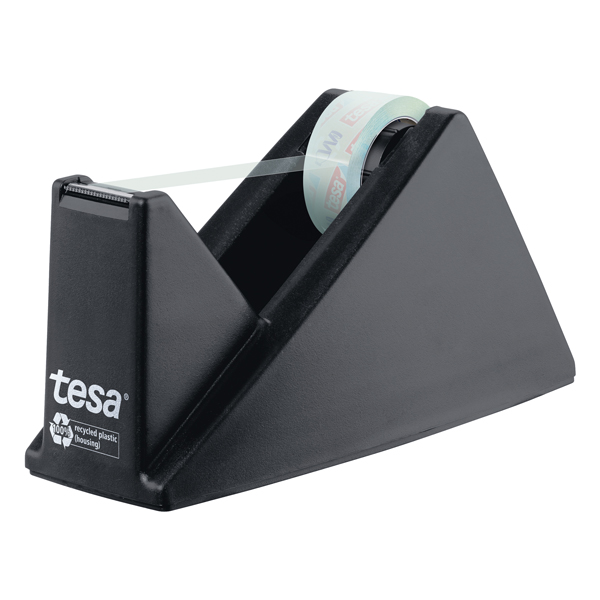 Dispenser da tavolo Crystal recycled - per nastri da 33 m - rotolo 19 mm x 10 m incluso - Nero - Tesa