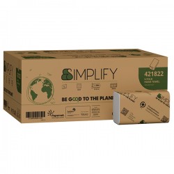 Asciugamani piegati a V Simplify - 21 x 20,3 cm - goffratura a onda - 16,5 gr - bianco - Papernet - conf. 206 pezzi