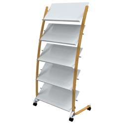 Portariviste da terra - 5 tasche - 51,5 x 83 x 163,3 cm - legno/ABS - bianco - Alba