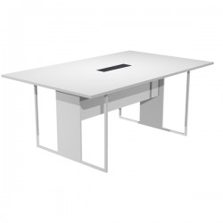 Tavolo riunione Essence - 180 x 110 cm - Bianco - Gamba bianca - Top nero