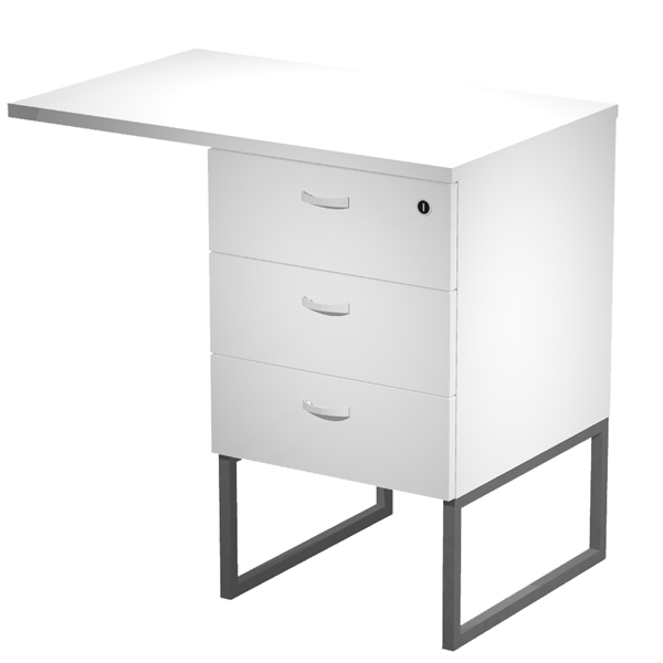 Cassettiera Essence - 3 cassetti - con supporto metal e top - 41,5 x 49,5 x 57,6 cm - Bianco/Antracite Cassettiera Essence - 3 cassetti - con supporto metal e top - 41,5 x 49,5 x 57,6 cm - Bianco/Antracite