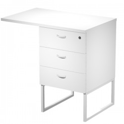 Cassettiera Essence - 3 cassetti - con supporto metal e top - 41,5 x 49,5 x 57,6 cm - Bianco/Bianco