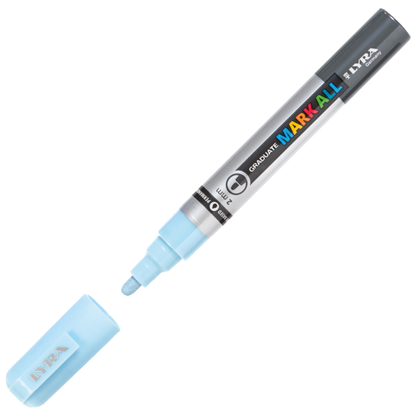 Marcatore a base d'acqua Graduate Mark All - punta tonda 2mm - blu ghiaccio - Lyra Marcatore a base d'acqua Graduate Mark All - punta tonda 2mm - blu ghiaccio - Lyra