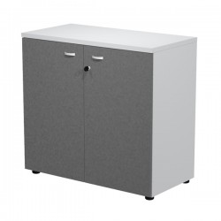 Armadio basso con ante Essence - con serratura - 90 x 46 x 85 cm - bianco/antracite