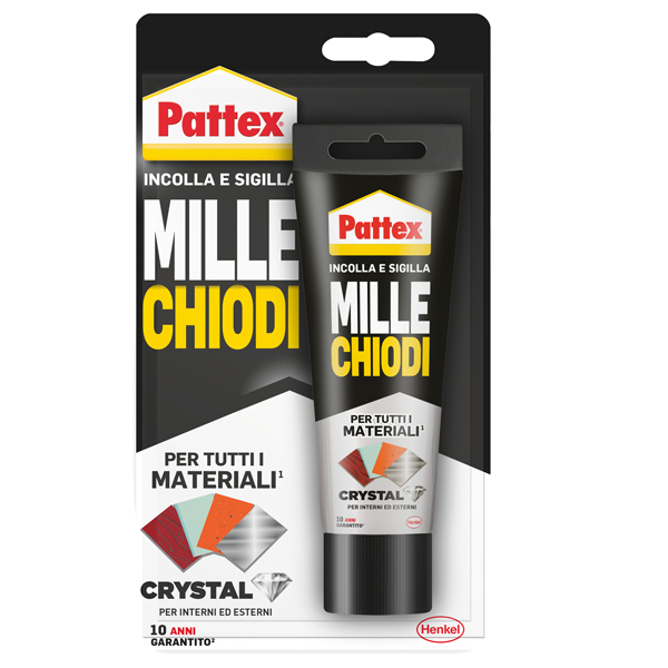 Colla Pattex Millechiodi Crystal - 90 gr - trasparente - Pattex Colla Pattex Millechiodi Crystal - 90 gr - trasparente - Pattex