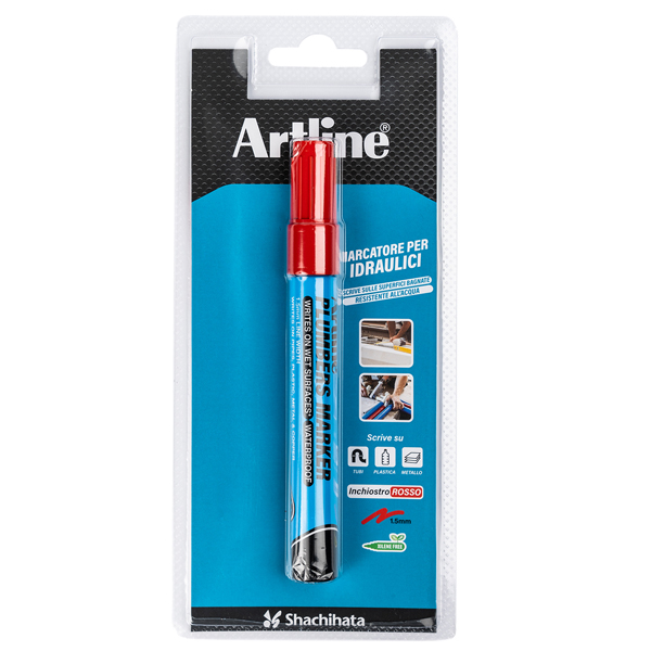 Marcatore permanente - per idraulica - punta tonda - 1,5 mm - rosso - Artline Marcatore permanente - per idraulica - punta tonda - 1,5 mm - rosso - Artline