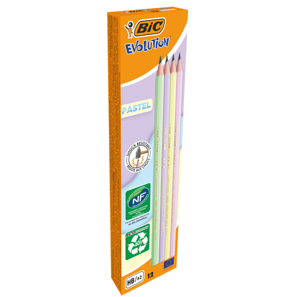 Matita Evolution Pastel - gradazione HB - colori assortiti - Bic - conf. 12 pezzi Matita Evolution Pastel - gradazione HB - colori assortiti - Bic - conf. 12 pezzi