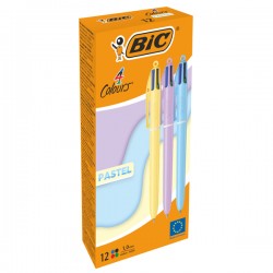 Penna sfera a scatto 4 Colori Pastel - 1.0 mm - Bic - conf. 12 pezzi