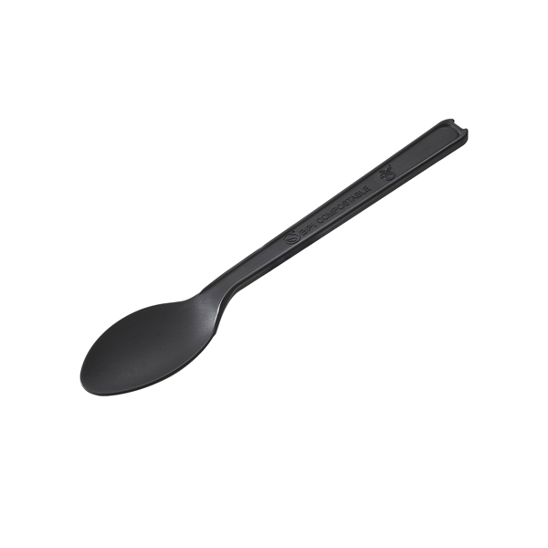 Cucchiaino monouso in CPLA - 12,5 cm - nero - Leone - conf. 50 pezzi Cucchiaino monouso in CPLA - 12,5 cm - nero - Leone - conf. 50 pezzi