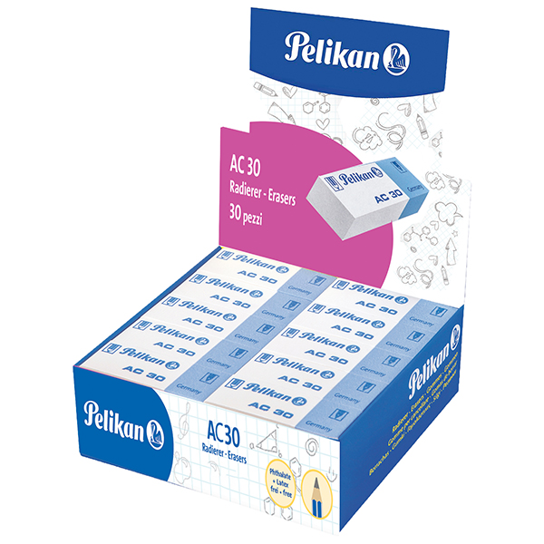 Gomma AC30 - bianca e blu - Pelikan - conf. 30 pezzi Gomma AC30 - bianca e blu - Pelikan - conf. 30 pezzi