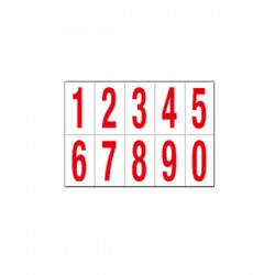 Numeri adesivi da 0 a 9 - in PVC - 70 x 124 mm - 10 et/fg - 1 foglio - rosso/bianco