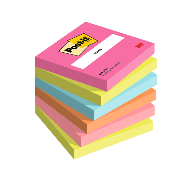 Blocco Post-it - 654-POP - 76 x 76 mm - 100 fogli - colori Popmistic - Post-it - conf. 6 pezzi Blocco Post-it - 654-POP - 76 x 76 mm - 100 fogli - colori Popmistic - Post-it - conf. 6 pezzi