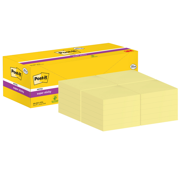 Blocco foglietti Post-it Super Sticky - 654-SSCY-VP24 - 76 x 76 mm - giallo Canary - 90 fogli - Post-it - conf. 24 blocchi Blocco foglietti Post-it Super Sticky - 654-SSCY-VP24 - 76 x 76 mm - giallo Canary - 90 fogli - Post-it - conf. 24 blocchi