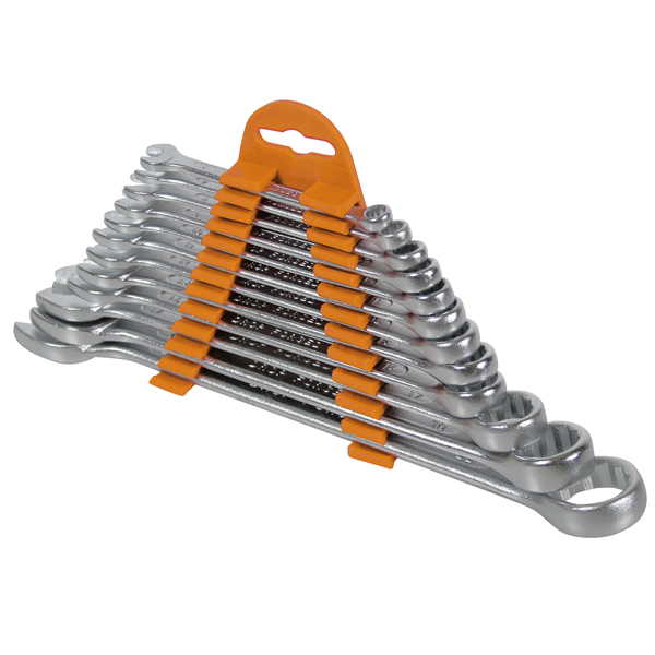 Chiavi combinate - con teste inclinate di 15° - misure assortite - CRV - Valex - conf. 12 pezzi Chiavi combinate - con teste inclinate di 15° - misure assortite - CRV - Valex - conf. 12 pezzi