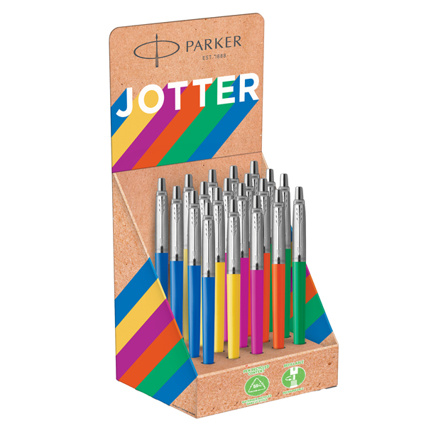 Penna a sfera Jotter Original Plastic - colori assortiti - Parker - expo 20 pezzi Penna a sfera Jotter Original Plastic - colori assortiti - Parker - expo 20 pezzi