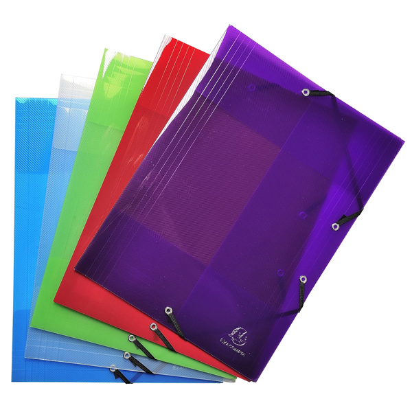 Cartella 3 lembi con elastico angolare Crystal Colours - A4 - PP - colori assortiti - Exacompta Cartella 3 lembi con elastico angolare Crystal Colours - A4 - PP - colori assortiti - Exacompta