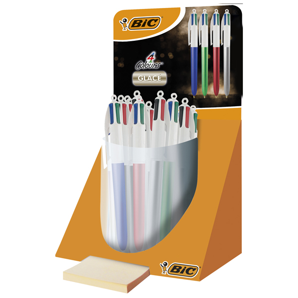 Penna sfera scatto multifunzione 4 Colors Glacè - punta 1,0 mm - colori assortiti - Bic - expo 40 pezzi Penna sfera scatto multifunzione 4 Colors Glacè - punta 1,0 mm - colori assortiti - Bic - expo 40 pezzi