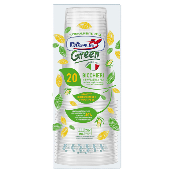 Bicchiere birra in PLA - 390 ml - trasparente - Dopla Green - conf. 20 pezzi Bicchiere birra in PLA - 390 ml - trasparente - Dopla Green - conf. 20 pezzi
