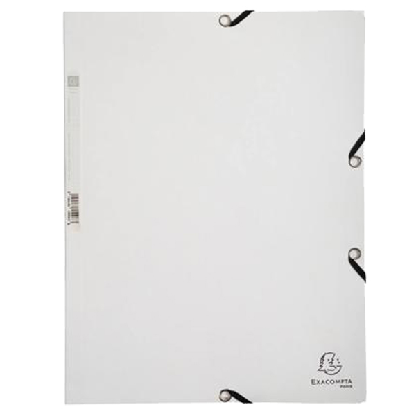 Cartella 3 lembi - con elastici - A4 - cartoncino lustré - 400g/mq - bianco - Exacompta Cartella 3 lembi - con elastici - A4 - cartoncino lustré - 400g/mq - bianco - Exacompta