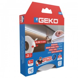 Nastro biadesivo SLIM Mister Attach - 9 mm x 5 m - acrilico - bianco - Geko - conf. 2 pezzi