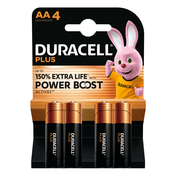 Pila stilo AA - 1,5V - Plus Powerboost - MN1500 - Duracell - blister 4 pezzi Pila stilo AA - 1,5V - Plus Powerboost - MN1500 - Duracell - blister 4 pezzi