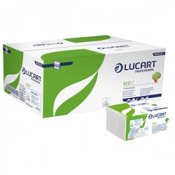 Asciugamani piegati a Z Eco - 2 veli - 21 gr - goffratura corda - 23,5 x 21,5 cm - bianco - Lucart - conf. 220 pezzi