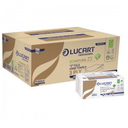 Asciugamani piegati a Z EcoNatural Plastic Free - 17 gr - 23,5 x 21,5 cm - goffratura corda - avana - Lucart - pacco da 198 pezzi