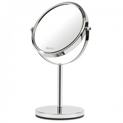 Specchio per trucco - con ingrandimento x3 - diametro specchio 15,5 cm - altezza 32 cm - grigio - Girmi