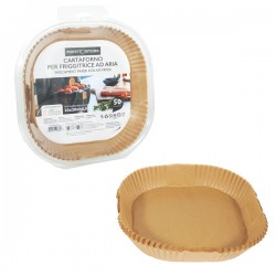 Vaschette cartaforno per friggitrice ad aria - in astuccio - 20 x 20 x 4,5 cm - avana - Perfetto Kitchen - conf. 50 pezzi