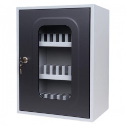 Cassetta portacellulare con anta trasparente - 30 posti - 30 x 23 x 40 cm - grigio - Metalplus