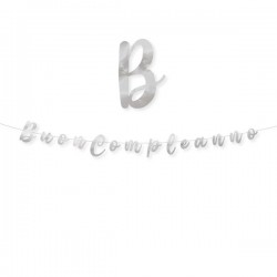 Festone Buon compleanno - in cartoncino - argento - Big Party