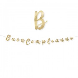 Festone Buon compleanno - in cartoncino - oro - Big Party