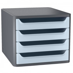 Cassettiera 1400 First - 4 cassetti - 28,8 x 34,6 x23,4 - grigio\azzurro chiaro - Cep