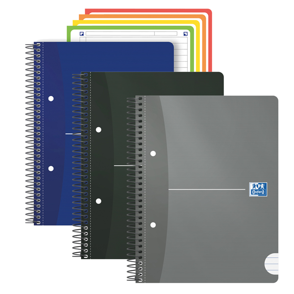 Maxiquaderno spiralato Office Essentials - A4+ - 1 rigo c/margine - 160 pagine - 80 gr - colori assortiti - Oxford Maxiquaderno spiralato Office Essentials - A4+ - 1 rigo c/margine - 160 pagine - 80 gr - colori assortiti - Oxford