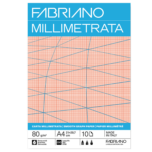 Blocco carta millimetrata - 21 x 29,7 cm - A4 - 10 fogli - 80gr - Fabriano Blocco carta millimetrata - 21 x 29,7 cm - A4 - 10 fogli - 80gr - Fabriano