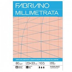Blocco carta millimetrata - 23 x 33cm - 10 fogli - 80gr - Fabriano