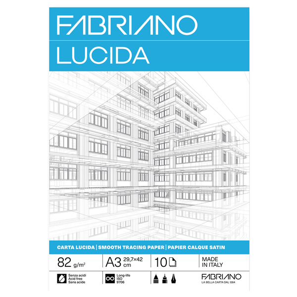 Blocco carta lucida - A3 - 29,7 x 42 cm - 10 fogli - 82gr - Fabriano Blocco carta lucida - A3 - 29,7 x 42 cm - 10 fogli - 82gr - Fabriano