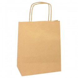 Shopper Twisted - maniglie cordino - 14 x 9 x 21 cm - carta biokraft - avana - Mainetti Bags - conf. 25 pezzi