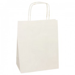 Shopper Twisted - maniglie cordino - 14 x 9 x 21 cm - carta kraft - bianco - Mainetti Bags - conf. 25 pezzi