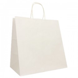 Shopper Twisted Large - maniglie cordino - 28 x 17 x 29 cm - carta kraft - bianco - Mainetti Bags - conf. 25 pezzi
