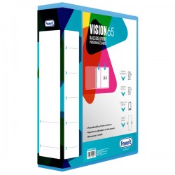Raccoglitore personalizzabile Vision - 22 x 30 cm - 4 anelli a Q 65 mm - dorso 8,5 cm - azzurro - Favorit