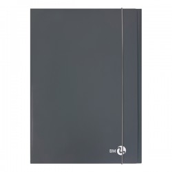 Cartella 3 lembi con elastico - A4 - dorso piatto - grigio scuro - BM