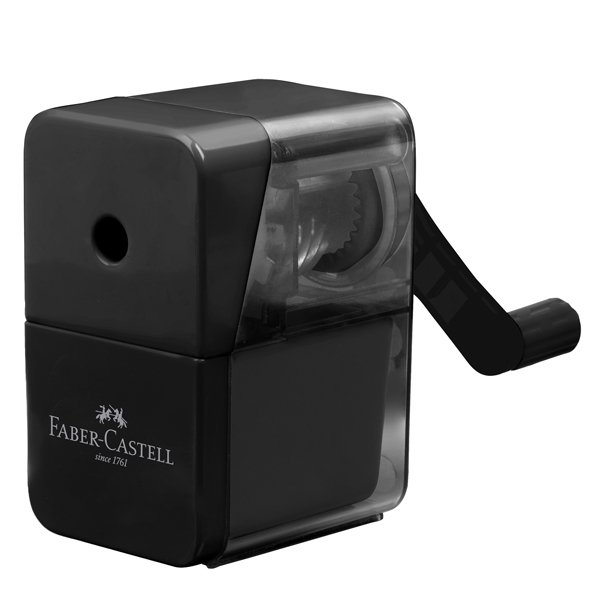 Temperamatite con manovella - 1 foro - c/serbatoio - nero - Faber-Castell Temperamatite con manovella - 1 foro - c/serbatoio - nero - Faber-Castell