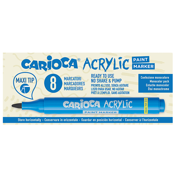 Marcatore Paint Marker acrilico - nero - Carioca - conf. 8 pezzi Marcatore Paint Marker acrilico - nero - Carioca - conf. 8 pezzi