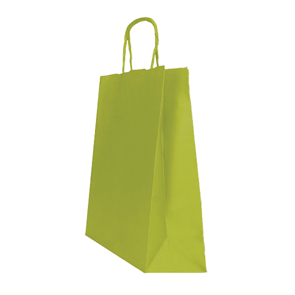 Shopper Twisted - maniglie cordino - 14 x 9 x 21 cm - carta kraft - verde fagiolo - Mainetti Bags - conf. 25 pezzi