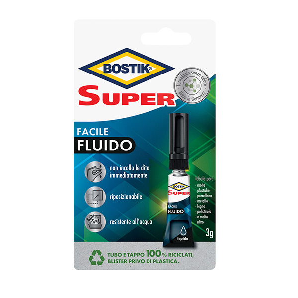 Colla istantanea Super Facile fluido - 3 gr - trasparente - Bostik Colla istantanea Super Facile fluido - 3 gr - trasparente - Bostik