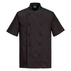 Giacca cuoco Kent - maniche corte - taglia XXL - nero - Portwest